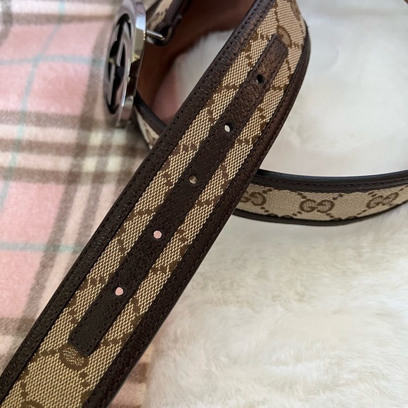 Authentic Gucci Monogram Canvas and Leather Belt size 85 - Picture 8 of 9